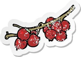 retro distressed sticker of a cartoon berries vector
