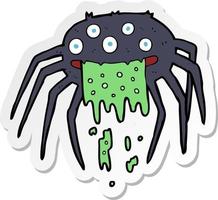 sticker of a cartoon gross halloween spider vector