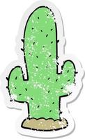 distressed sticker of a cartoon cactus vector