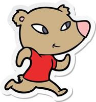 sticker of a cute cartoon bear vector