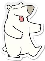 sticker of a quirky hand drawn cartoon polar bear vector