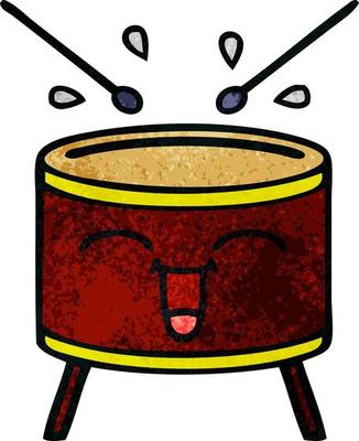 retro grunge texture cartoon drum