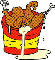 cartoon doodle bucket of fried chicken vector