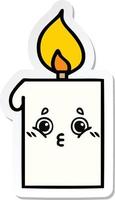 sticker of a cute cartoon lit candle vector