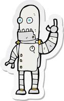 sticker of a cartoon waving robot vector