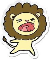 sticker of a cartoon lion vector