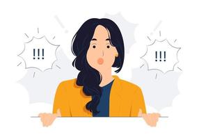 Woman Shocked, Startled, speechless, witness something, cover mouth with hands, looking at you, gasping astounded with revelation, hear stunning gossip concept illustration vector