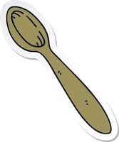 sticker of a quirky hand drawn cartoon wooden spoon vector