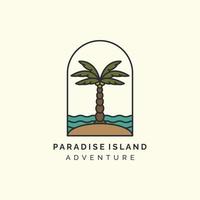 paradise with minimalist vintage and emblem style logo icon template design. palm tree, coconut tree, date palm, vector illustration