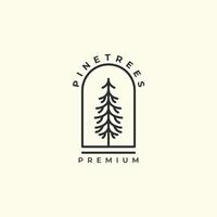 pine tree, penderosa with linear and emblem style logo icon vector illustration template design