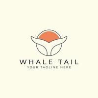 whale tail with linear and emblem  minimalist style logo vector icon illustration template design