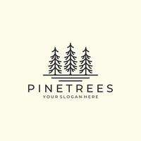 pine tree with linear style logo icon vector illustration template design