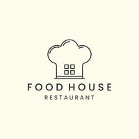 food house with linear style logo icon template design. restaurant, bakery, chef hat vector illustration
