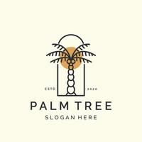 line art palm tree  minimalist with emblem style logo icon template design. coconut tree, date palm, vector illustration