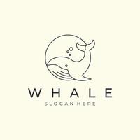 linear and emblem whale minimalist style logo vector icon illustration template design