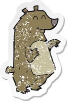 retro distressed sticker of a cartoon bear vector