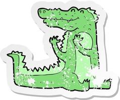 retro distressed sticker of a cartoon crocodile vector