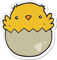 sticker of a cartoon chick hatching from egg vector