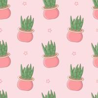 Seamless pattern with cartoon houseplants. Cute print for phone case, backgrounds, fashion, wrapping paper and textile. Vector Illustration