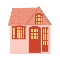 Vector illustration of cute country house in boho style and color