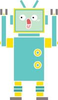 flat color retro cartoon robot vector