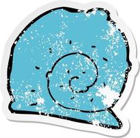 retro distressed sticker of a cartoon snail shell vector