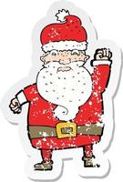 retro distressed sticker of a cartoon angry santa claus vector