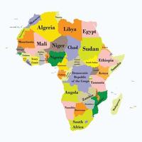 Map of Africa specifying regions and countries. vector