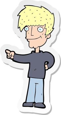sticker of a cartoon man pointing