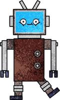 robot de dibujos animados de textura grunge retro vector