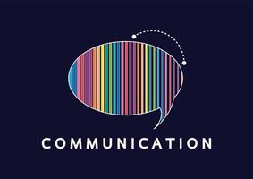 Vector illustration of a communication concept. The word communication with colorful dialog speech bubbles