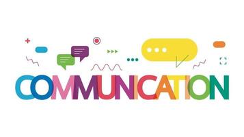 ilustración vectorial de un concepto de comunicación. la palabra comunicación con coloridos bocadillos de diálogo vector