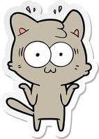 pegatina de un gato sorprendido de dibujos animados