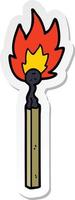 sticker of a cartoon burning match vector