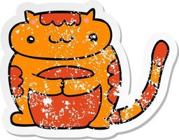 distressed sticker of a cute cartoon cat vector