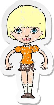 retro distressed sticker of a cartoon girl