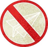 retro illustration style cartoon no paper aeroplanes allowed vector