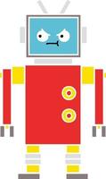 flat color retro cartoon robot vector