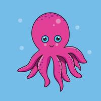 a cute squid in cartoon style illustration vector