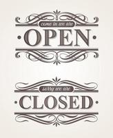 Open and Closed - ornate retro signs vector