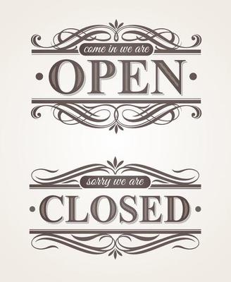 Open and Closed - ornate retro signs