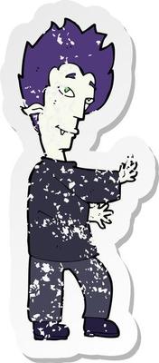 retro distressed sticker of a cartoon vampire