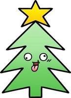 gradient shaded cartoon christmas tree vector