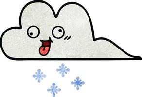 retro grunge texture cartoon snow cloud vector