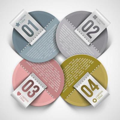Numbered infographic round paper labels - vector illustration