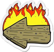 sticker of a cartoon burning direction arrow vector