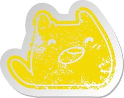 distressed old sticker of a kawaii cat vector