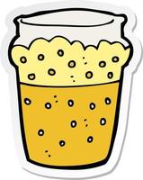 sticker of a cartoon glass of beer vector