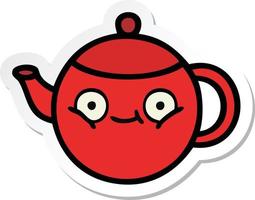 sticker of a cute cartoon teapot vector