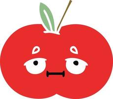 flat color retro cartoon red apple vector